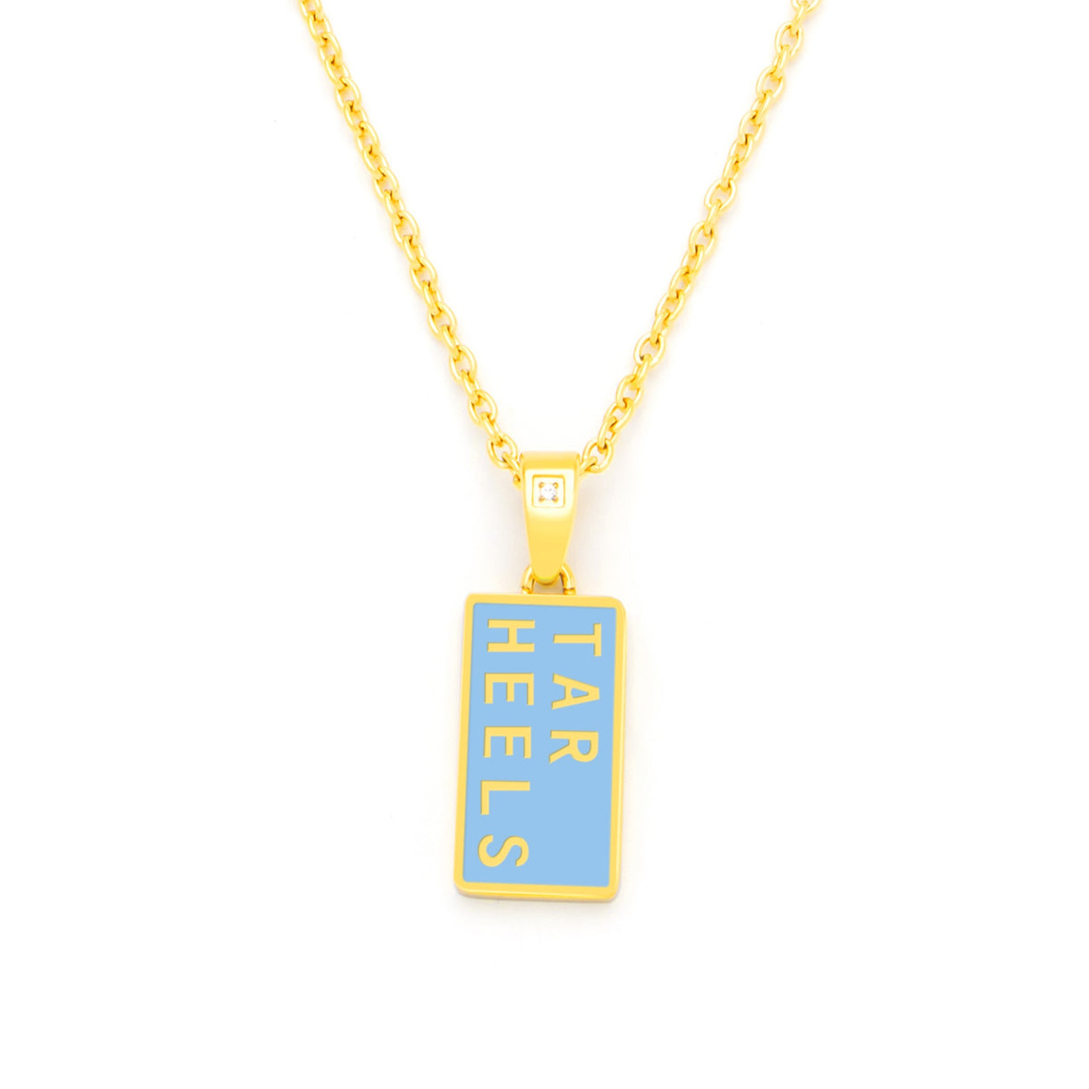 North Carolina Drip Stainless Steel IP Yellow Diamond Accent Pendant With Enamel & 17 Inch Chain