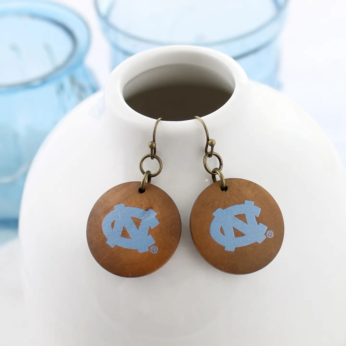 UNC Wood Disc Earrings