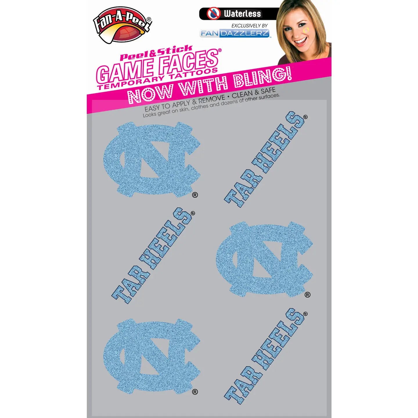 UNC Tar Heels Glitter Tattoos