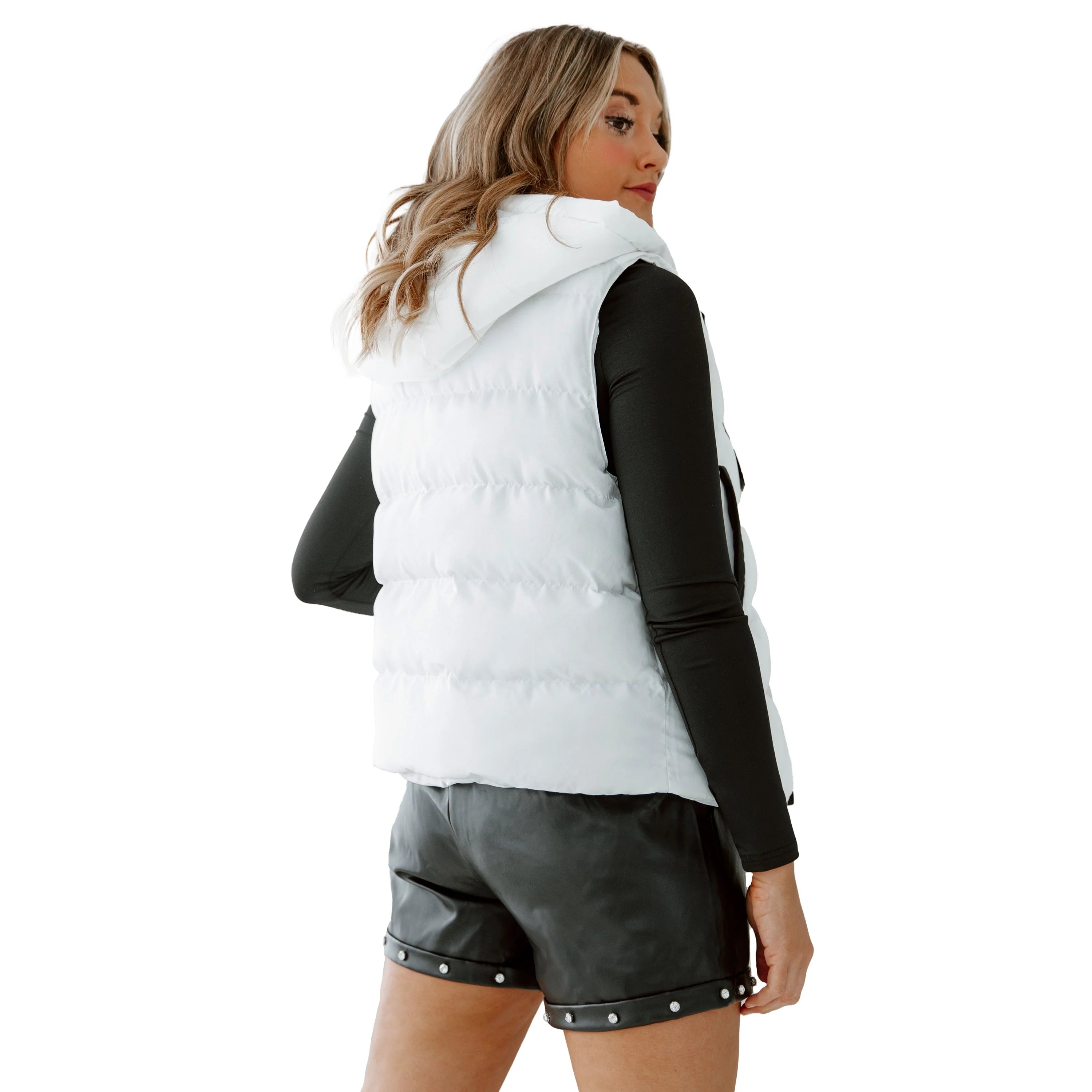 UNC White Puffer Vest