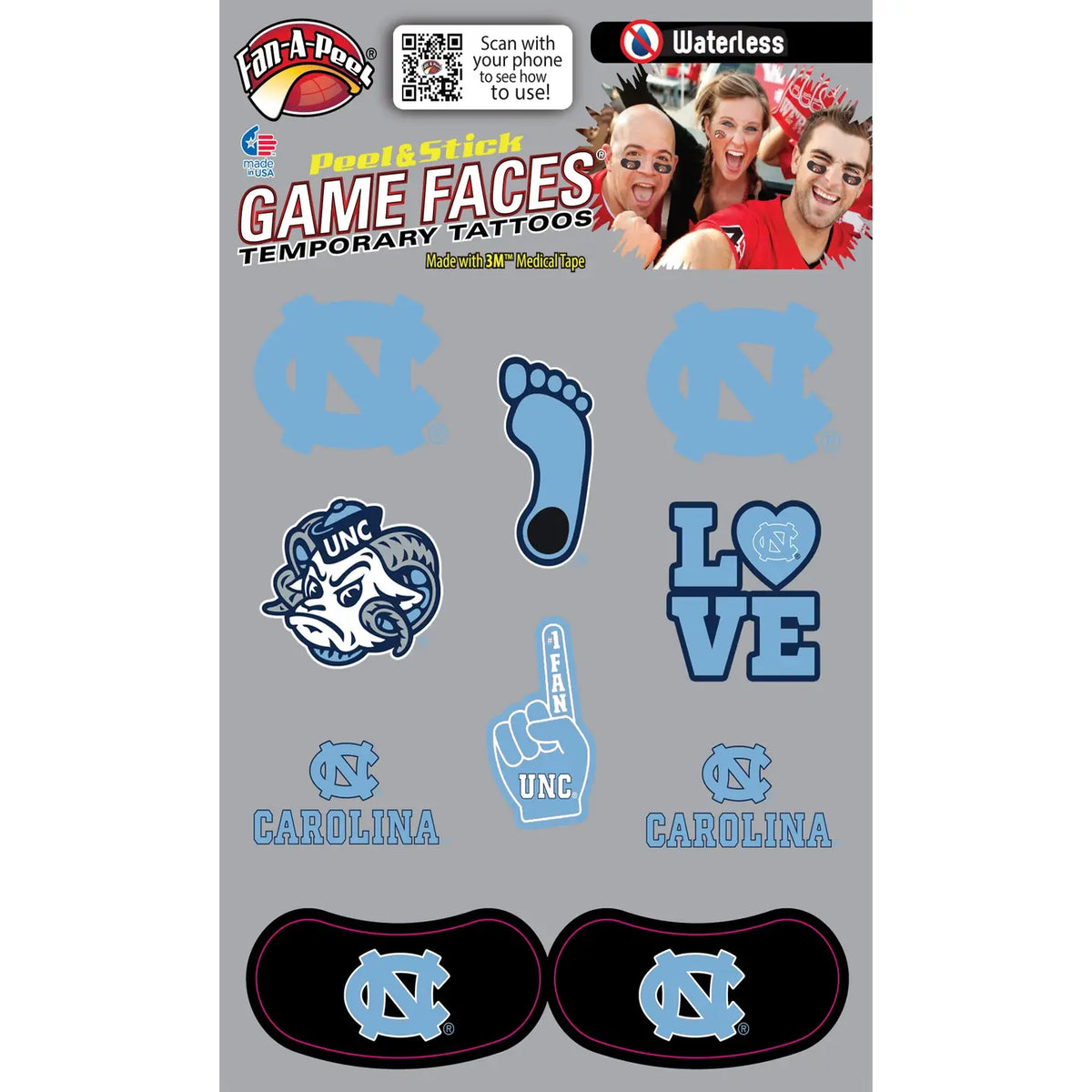 UNC Fan Temporary Tattoos