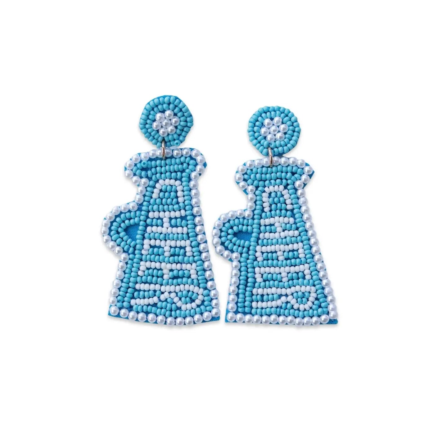 UNC Beaded Cheer Megaphone Earrings