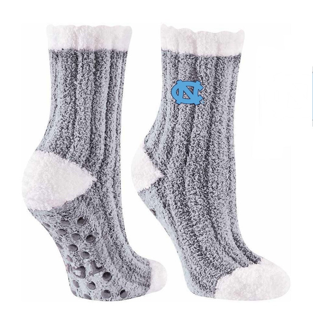 UNC Grey/White Non-Slip Cozy Socks