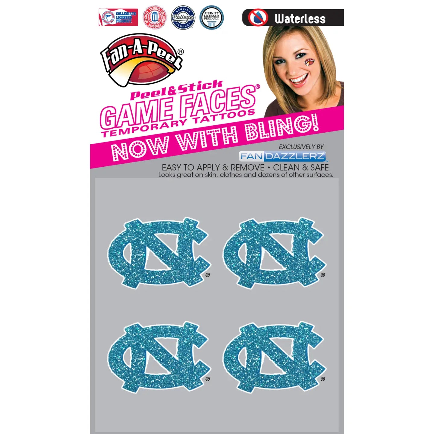 UNC Glitter Logo Temporary Tattoos