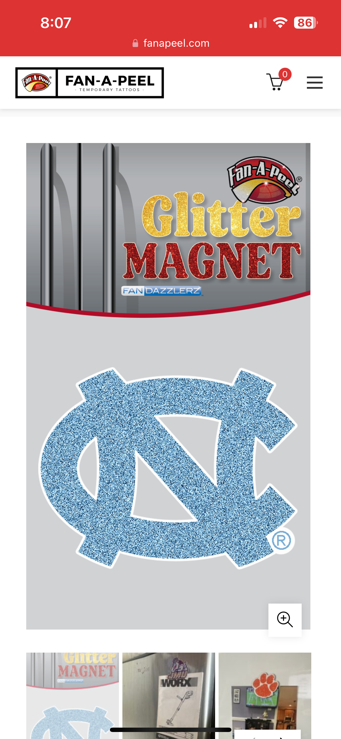 UNC Logo Glitter Magnet