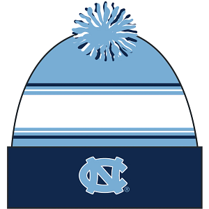 NC Logo White Blue and Black Ruffle Top Beanie