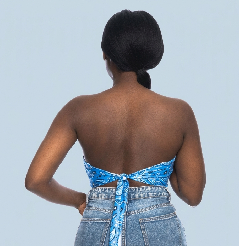 Blue Bandeau Paisley Top