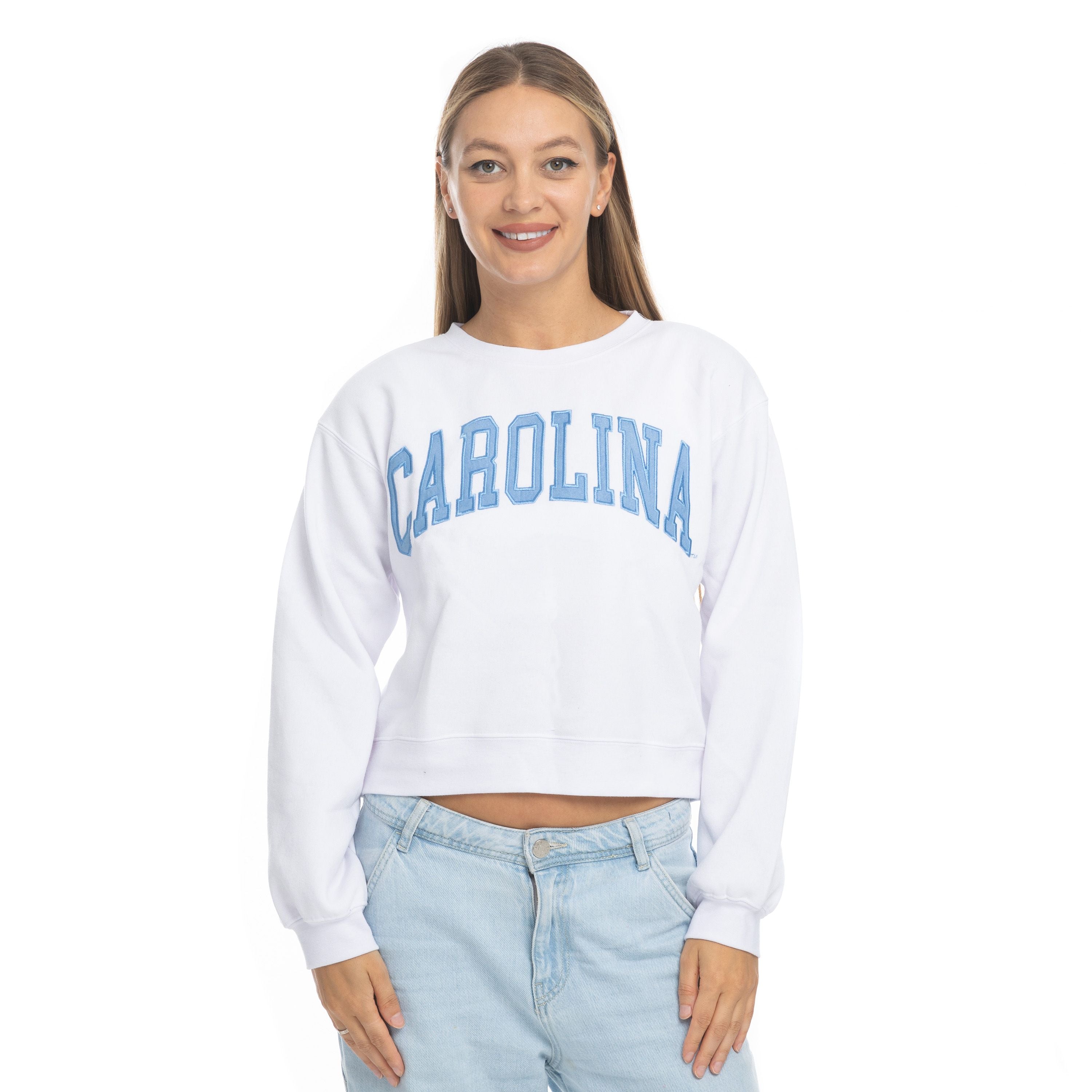 Carolina Embroidered Cropped Sport Crewneck