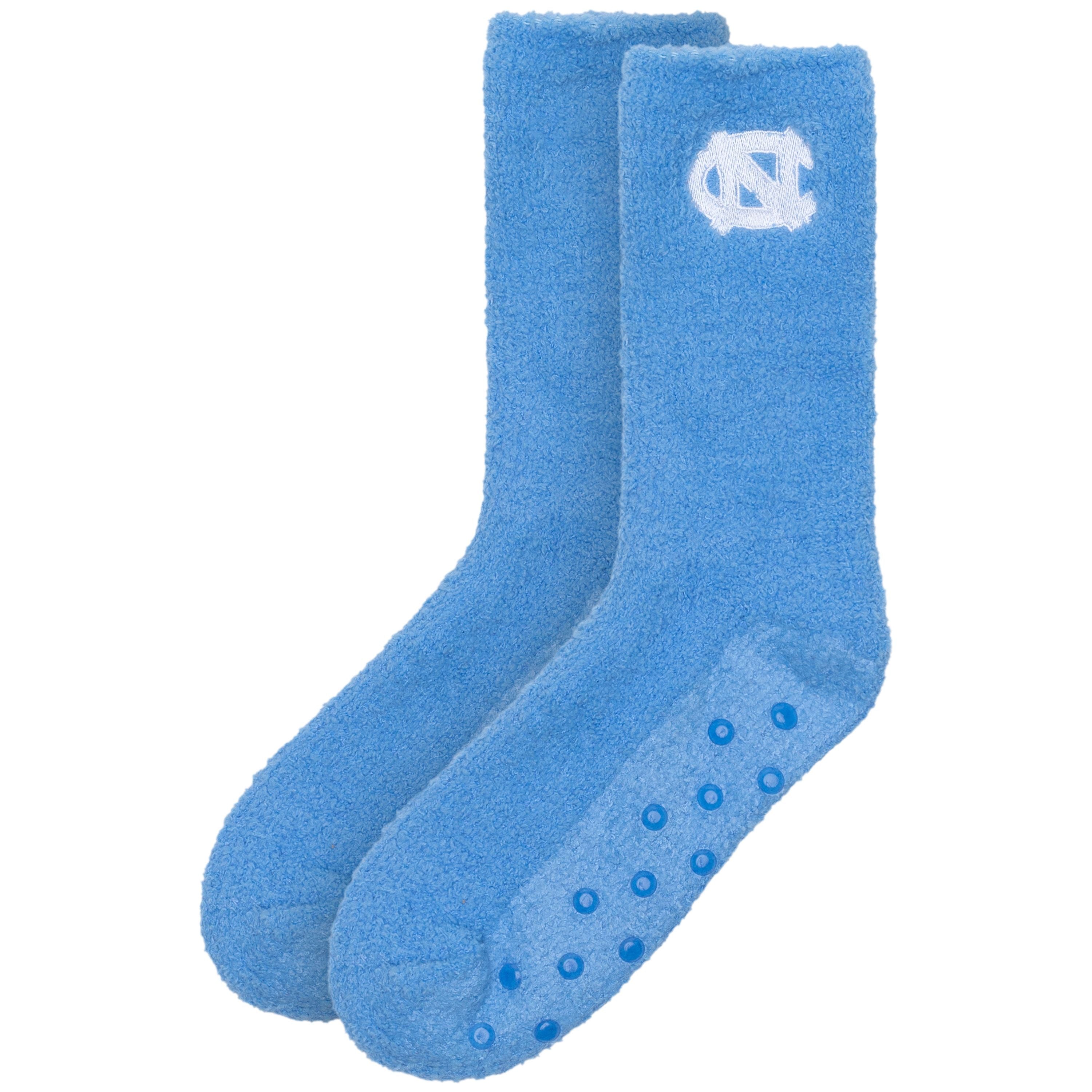 Fuzzy UNC Blue Socks with Grip