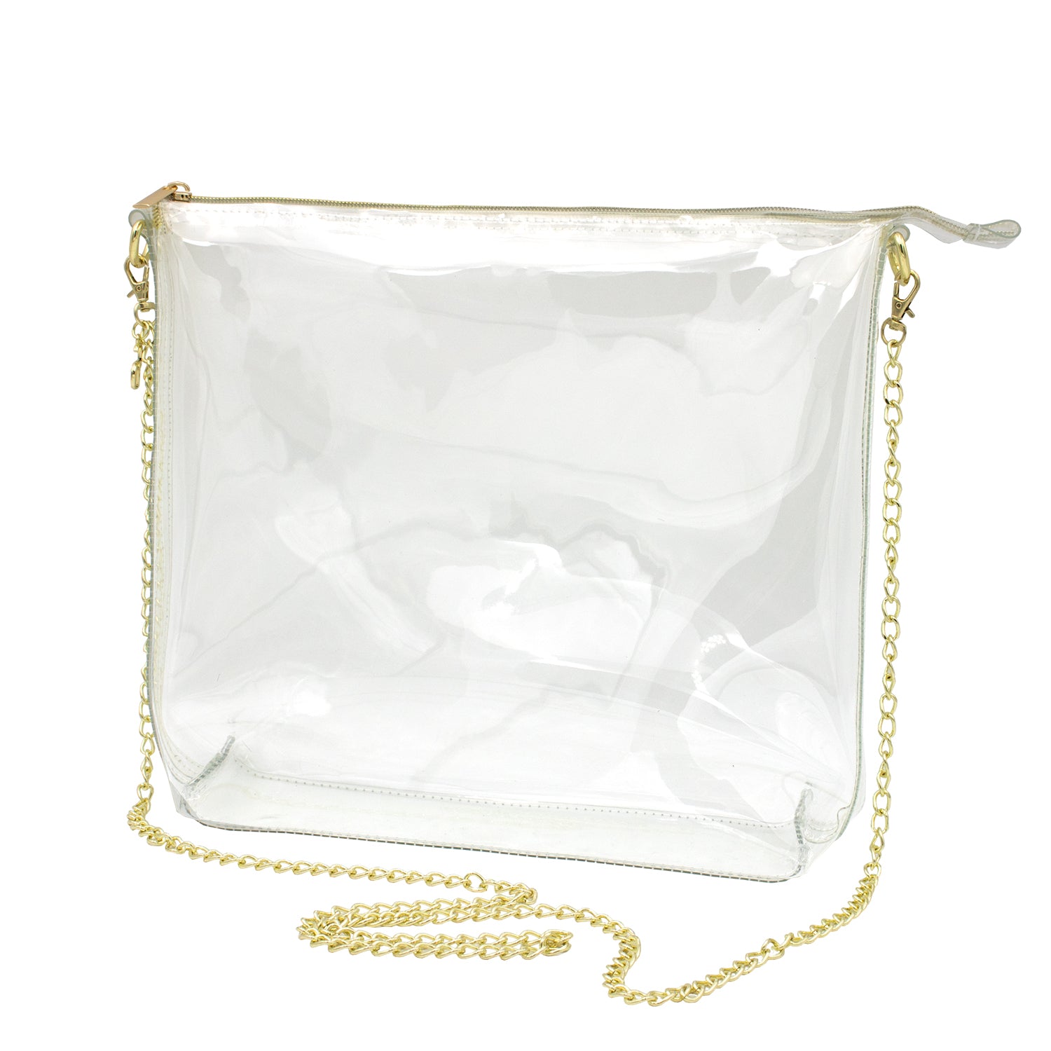 Large Clear Bag with Gold Chain