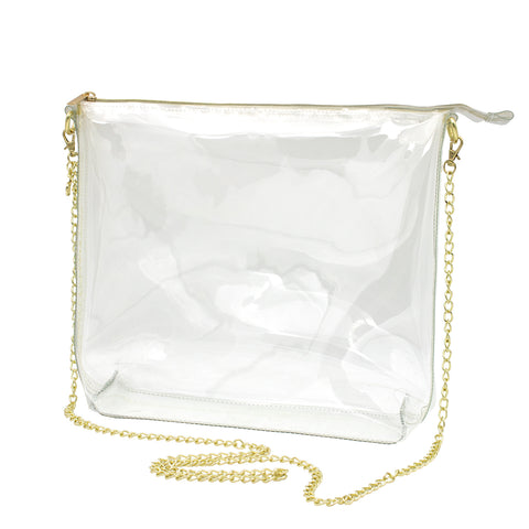 Large Clear Bag with Gold Chain