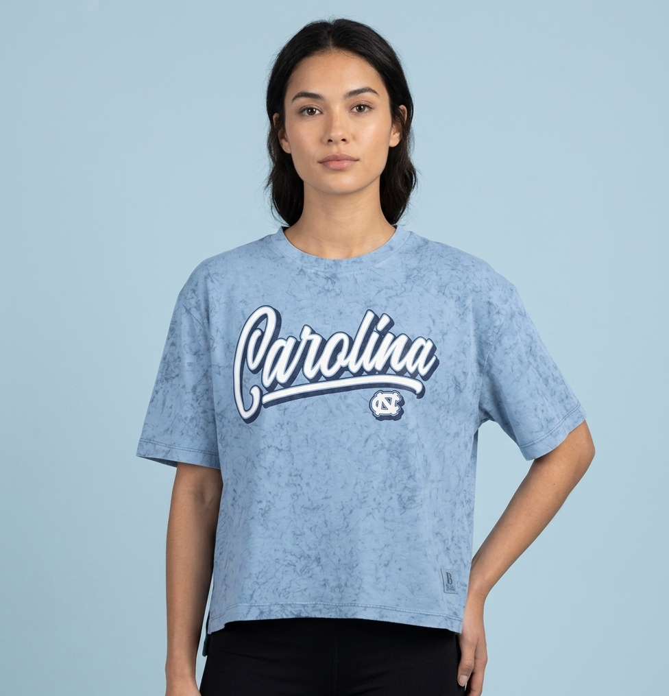 Carolina Acid Wash Blue Cropped T-Shirt