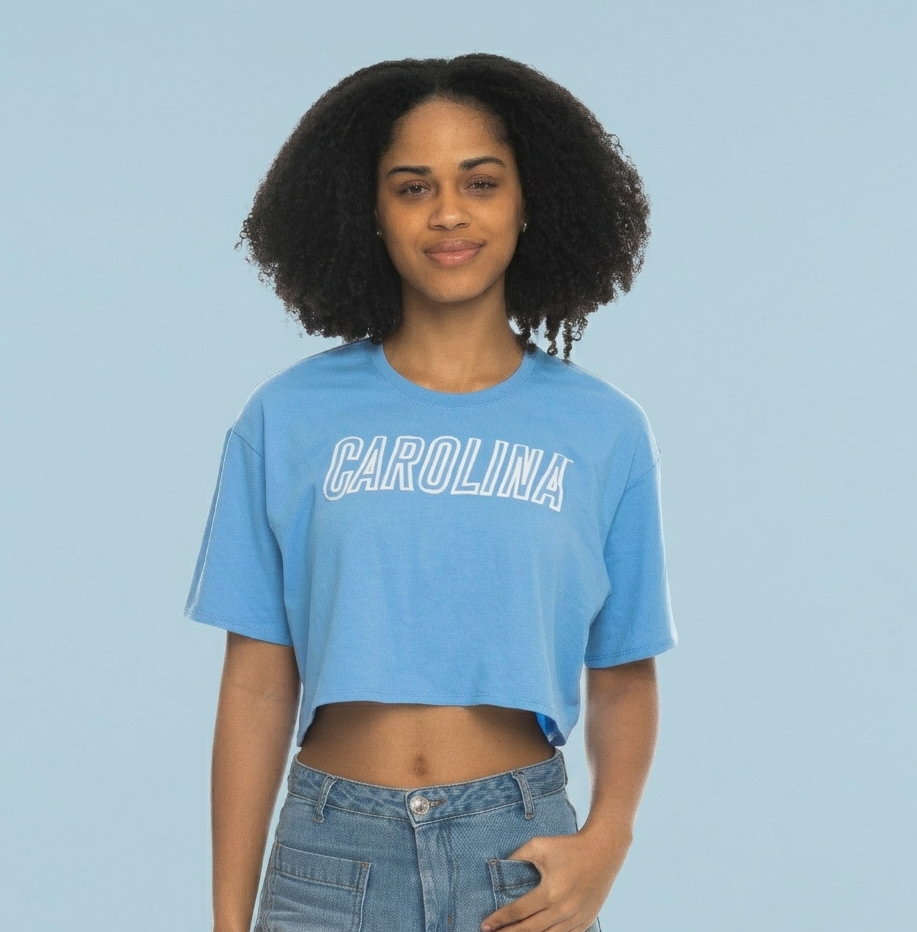 Carolina Puff Print Boxy Crop Tee