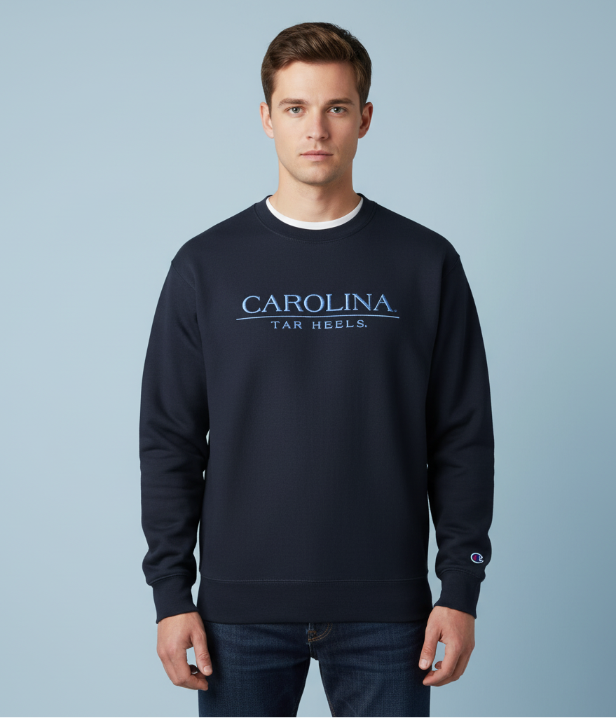 Carolina Tar Heels Embroidered Crewneck