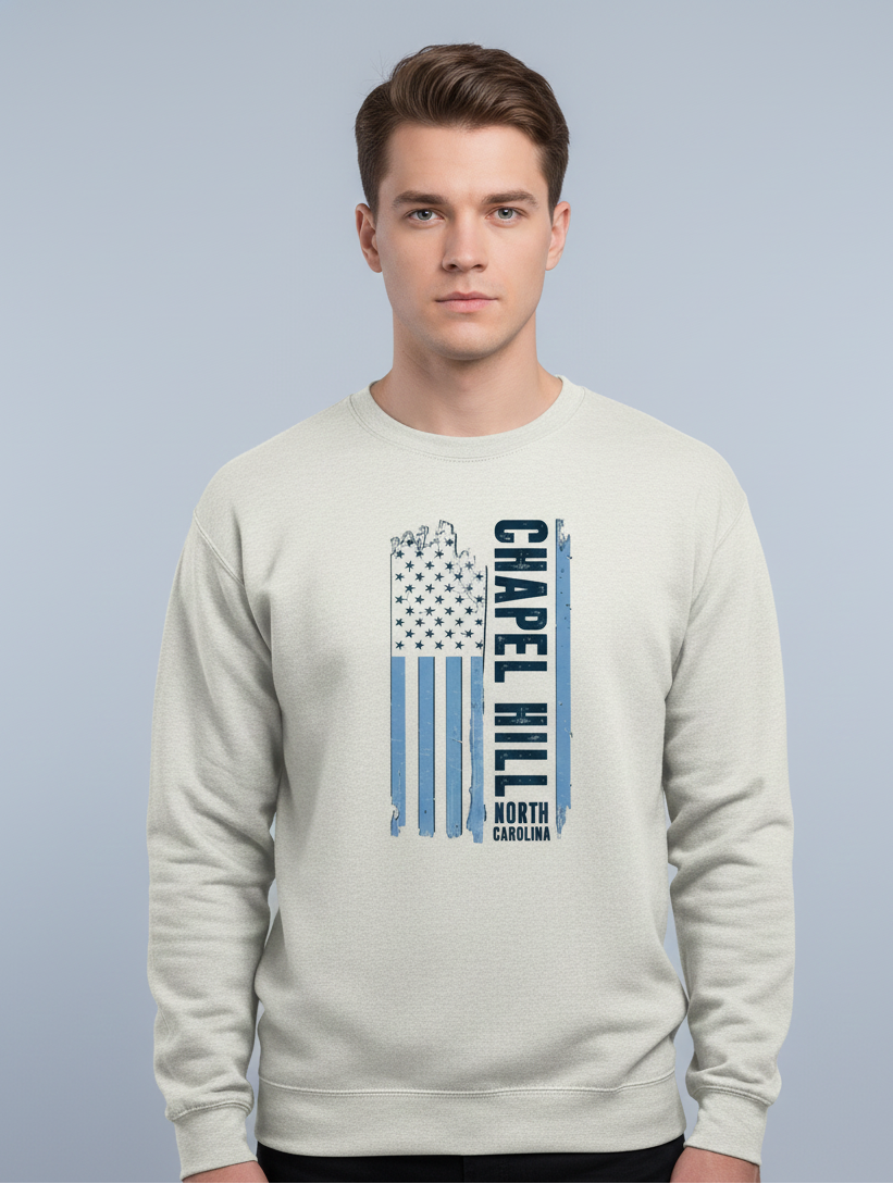 Chapel Hill - USA Flag Crew Neck Sweatshirt