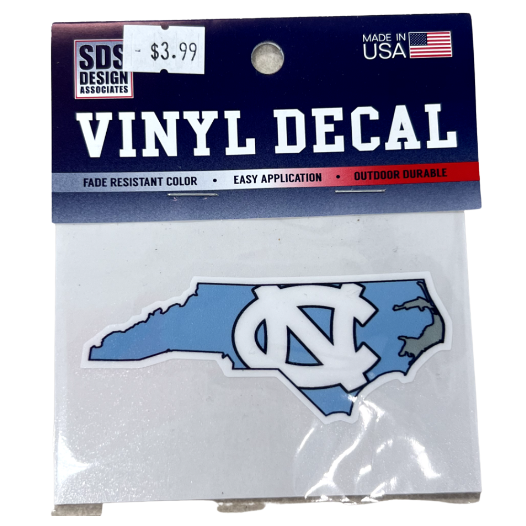 3" State of NC with UNC Logo Decal