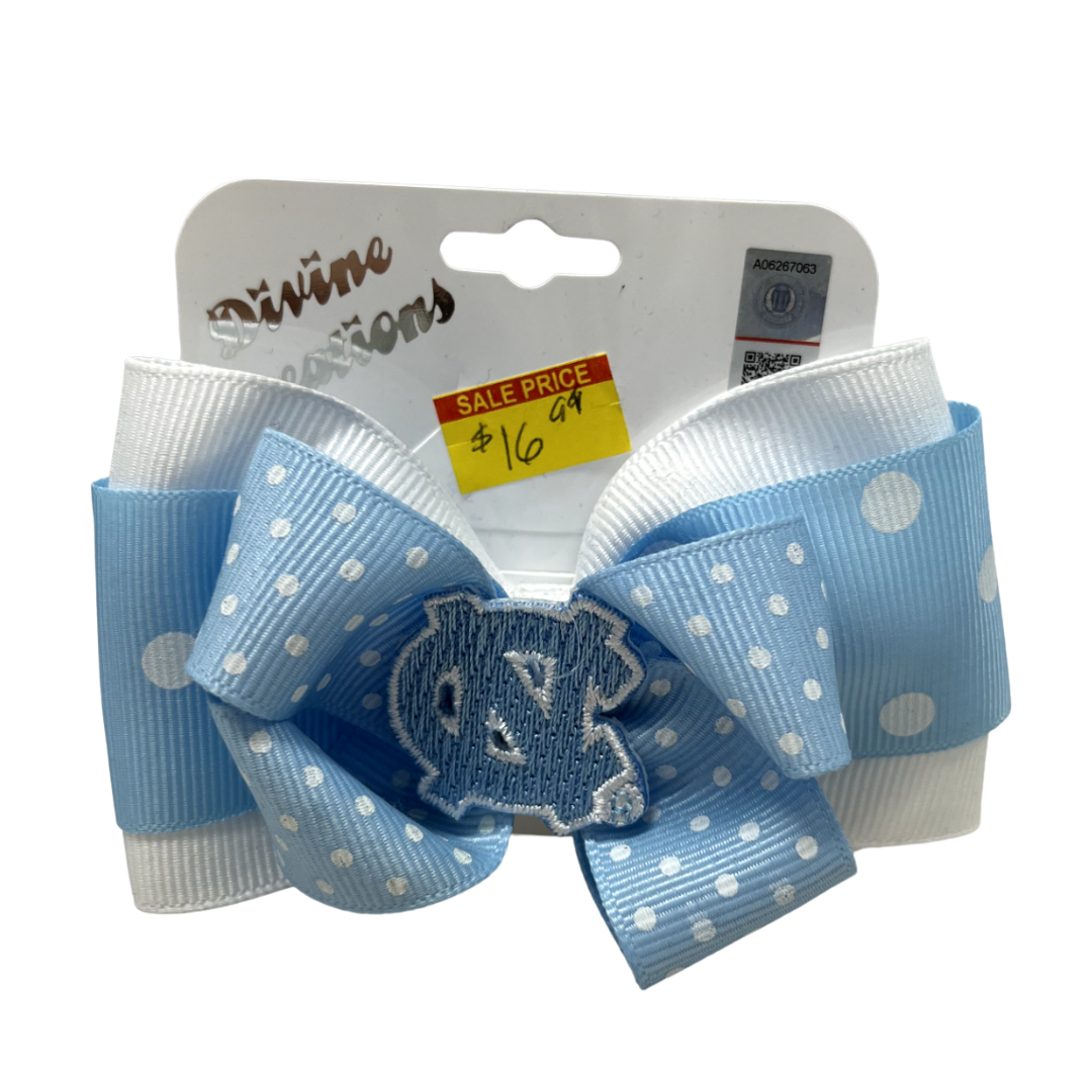 UNC PolkaDot Layered Tux Bow with Hair Clip