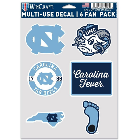 6 Fan Pack UNC Multi-use Decals