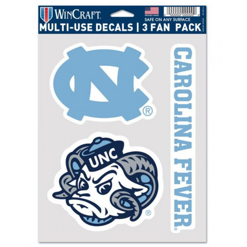 3 Fan Pack UNC Multi-use Decals