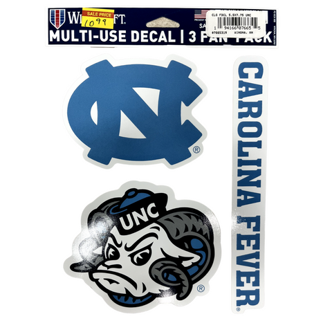 3 Fan Pack UNC Multi-use Decals