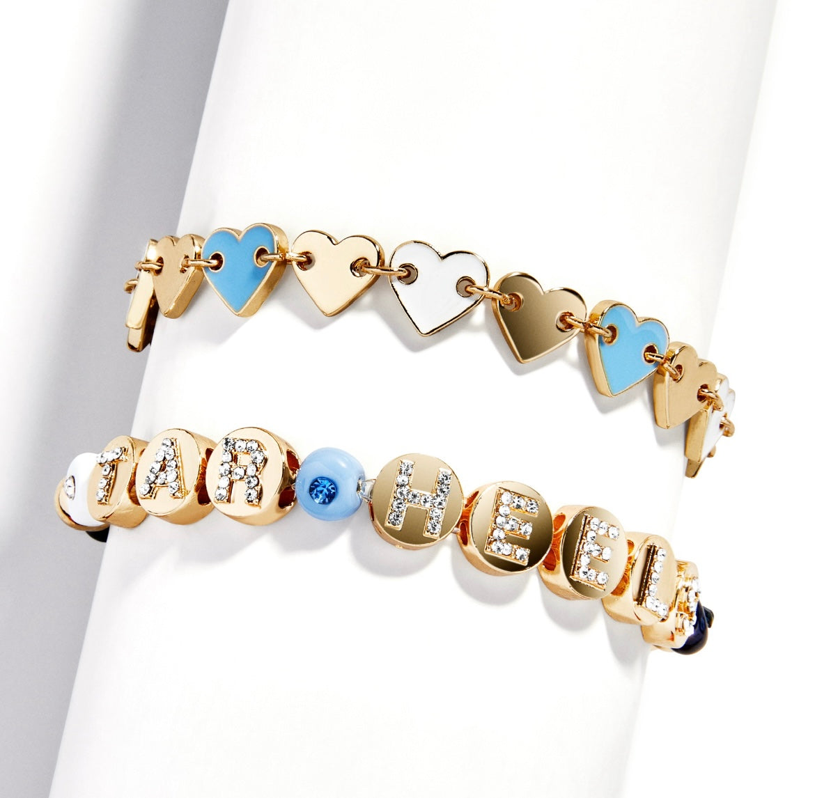 Beaded Tar Heels Slogan Bracelet Set