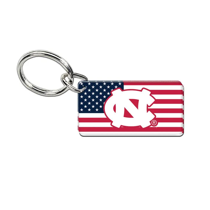 UNC Logo American Flag Keychain