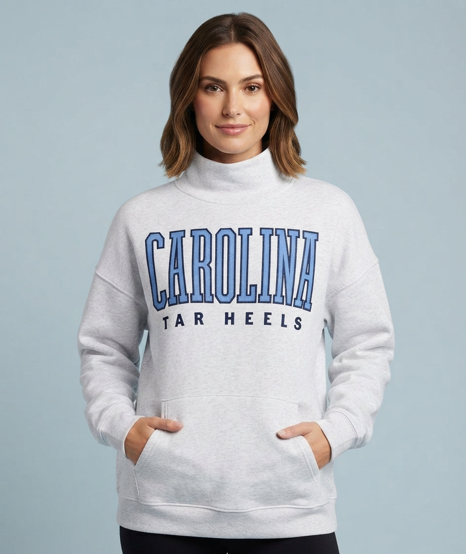 Carolina Tar Heels Mockneck Crewneck with Pockets