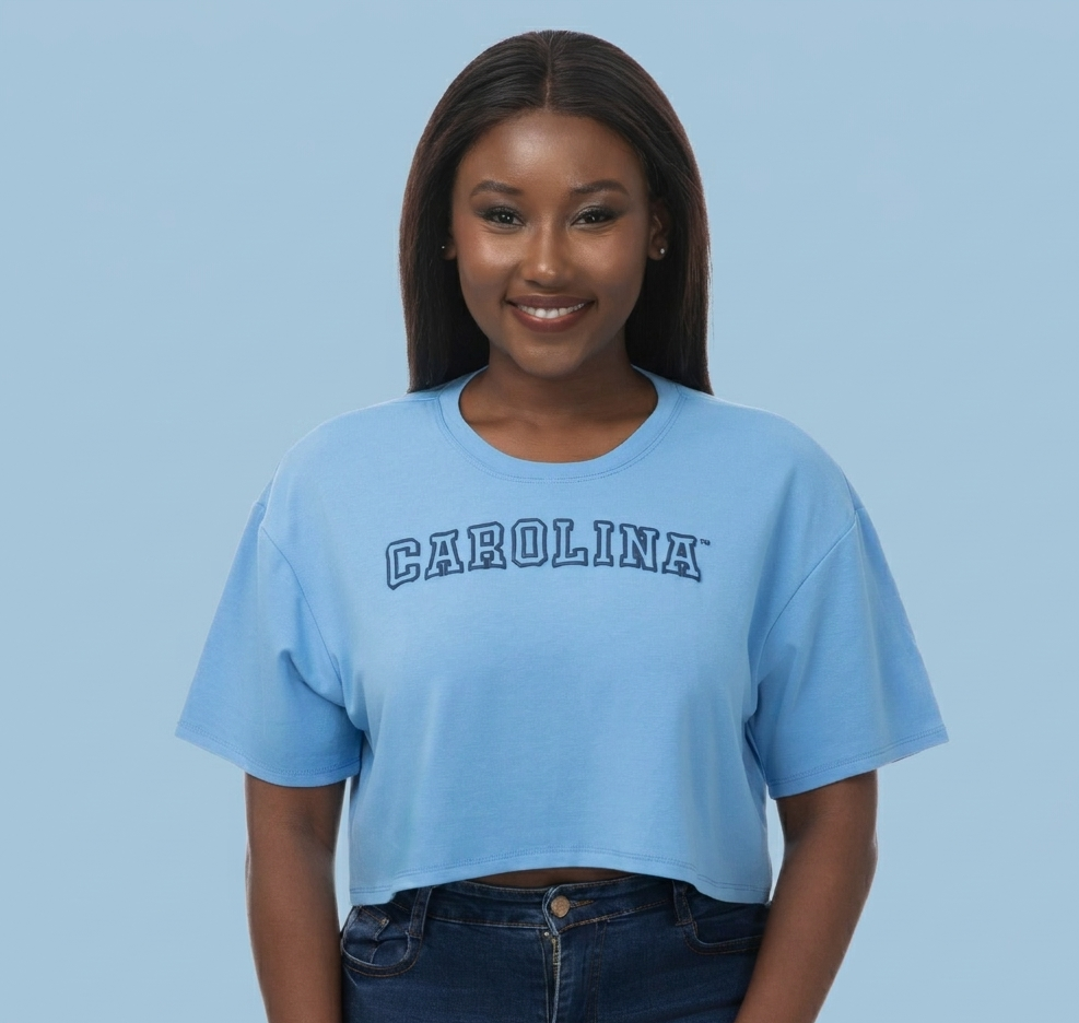 Carolina Puff Print Boxy Crop Tee