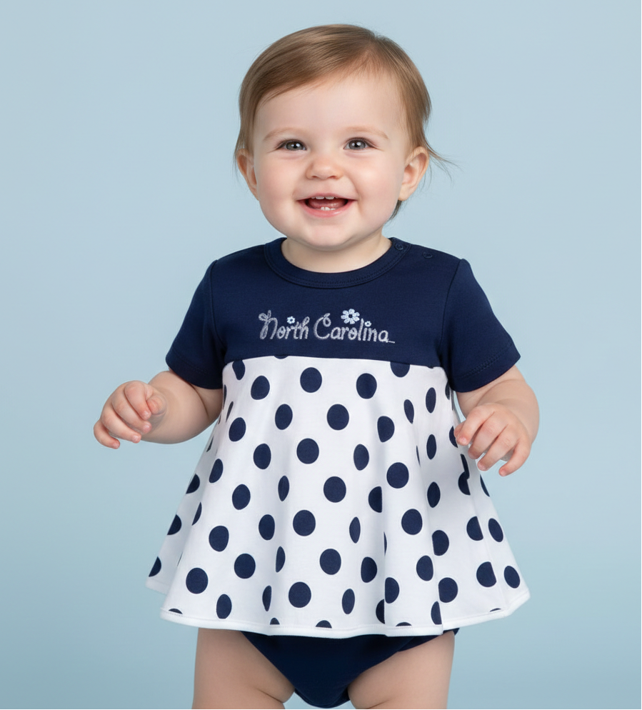 North Carolina Polka Dot Infant Dress