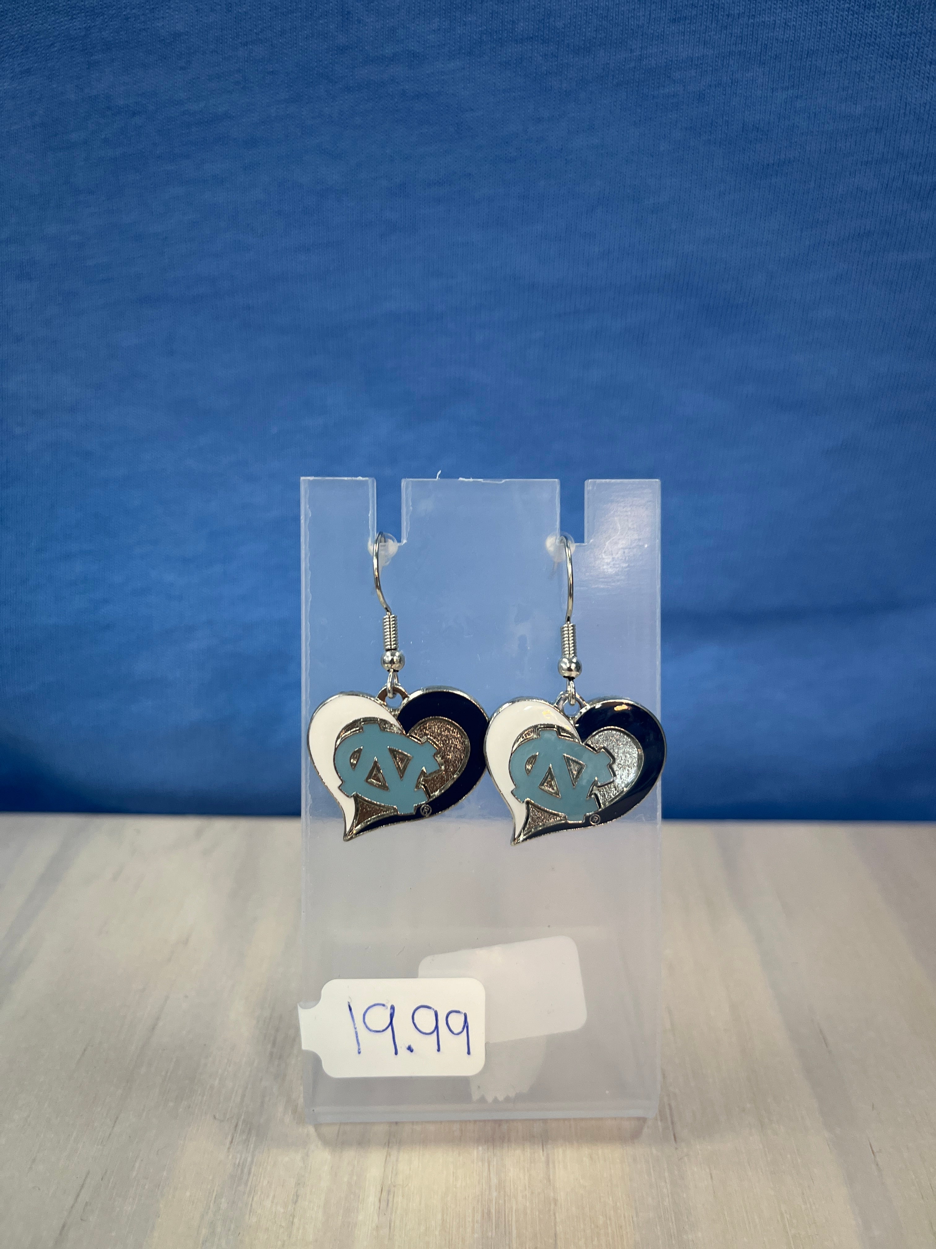 UNC Heart Dangling Earrings