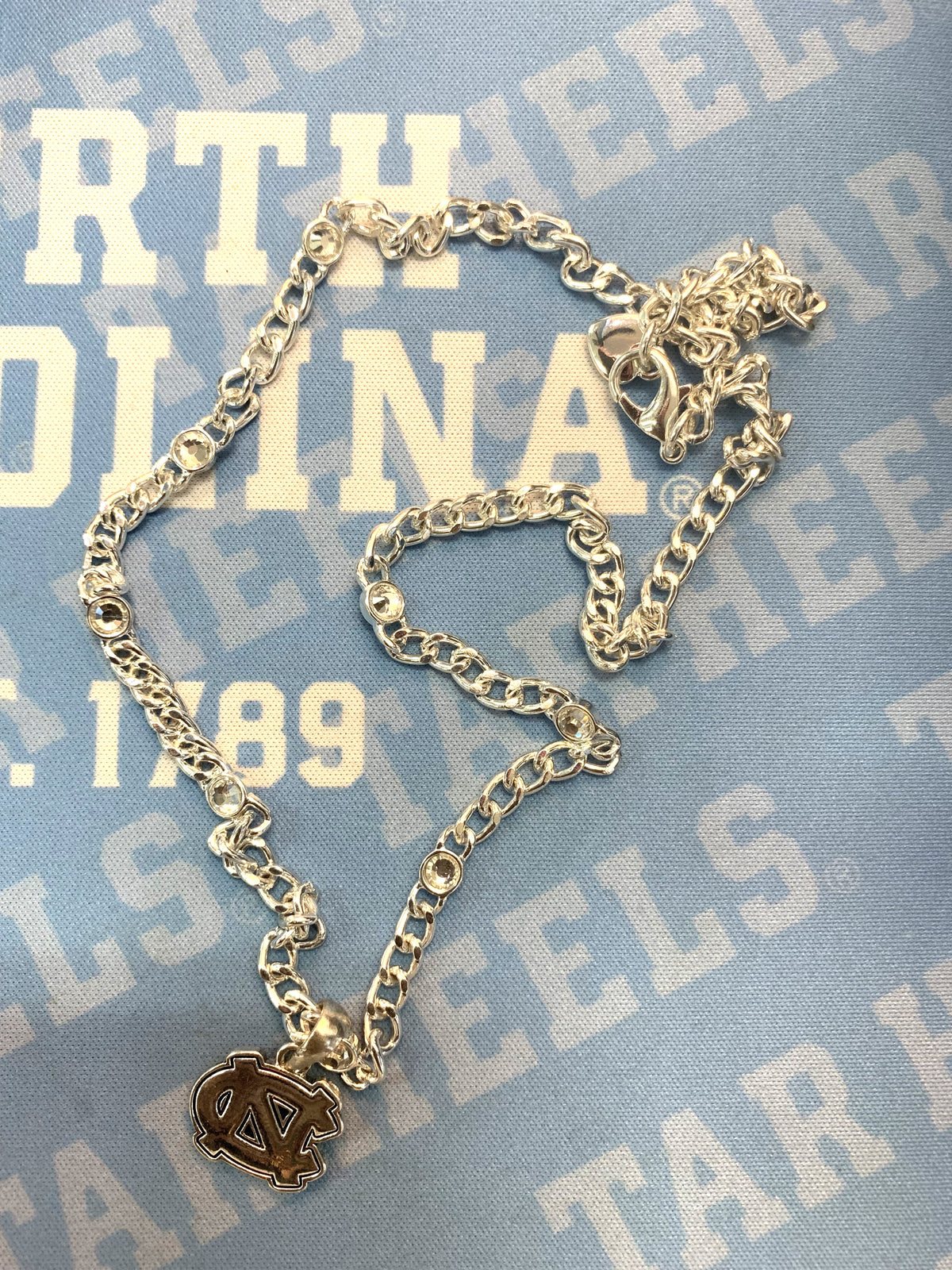 UNC Pendant Silver Rhinestone Necklace