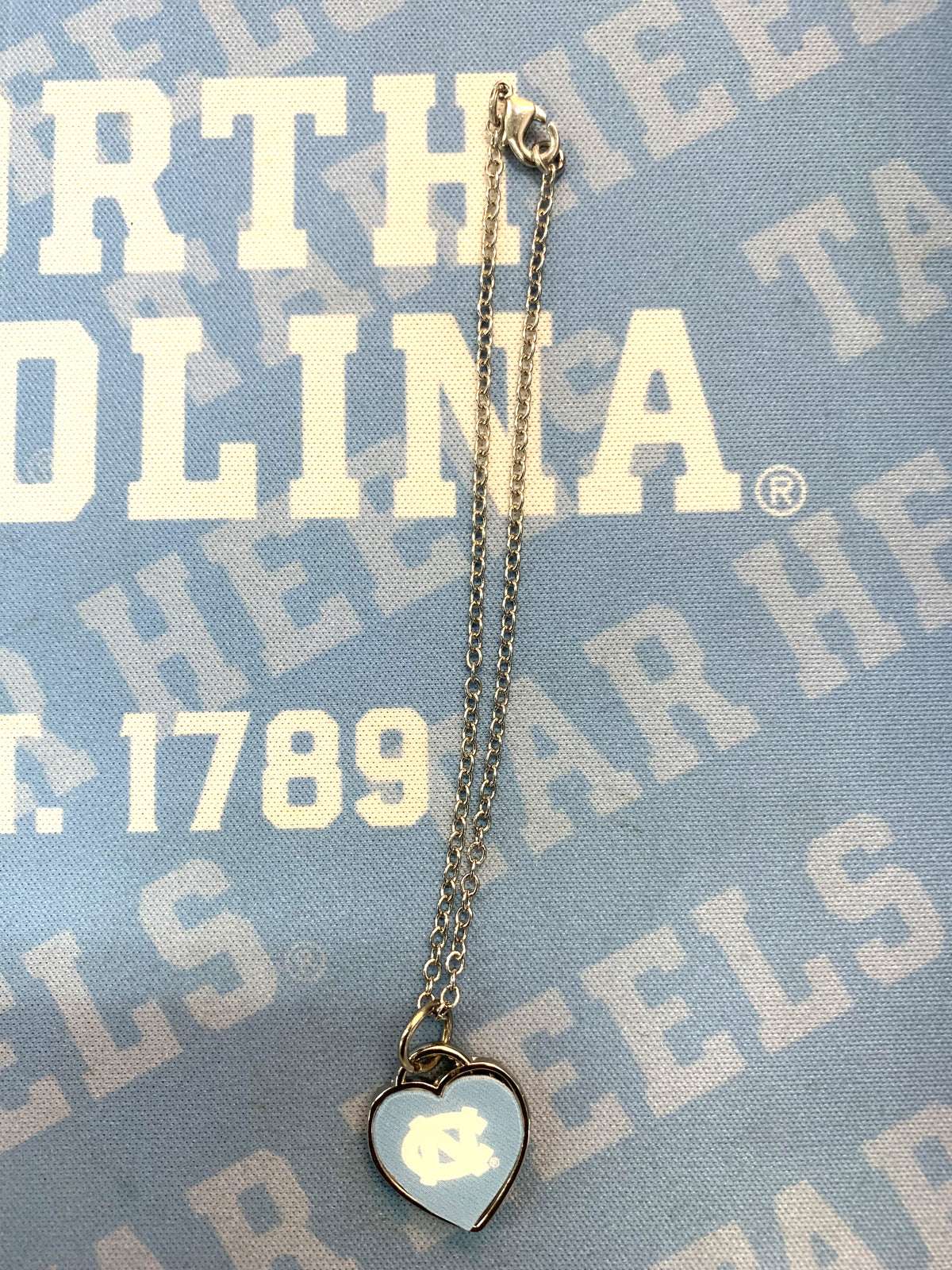 Silver UNC Heart Charm Bracelet