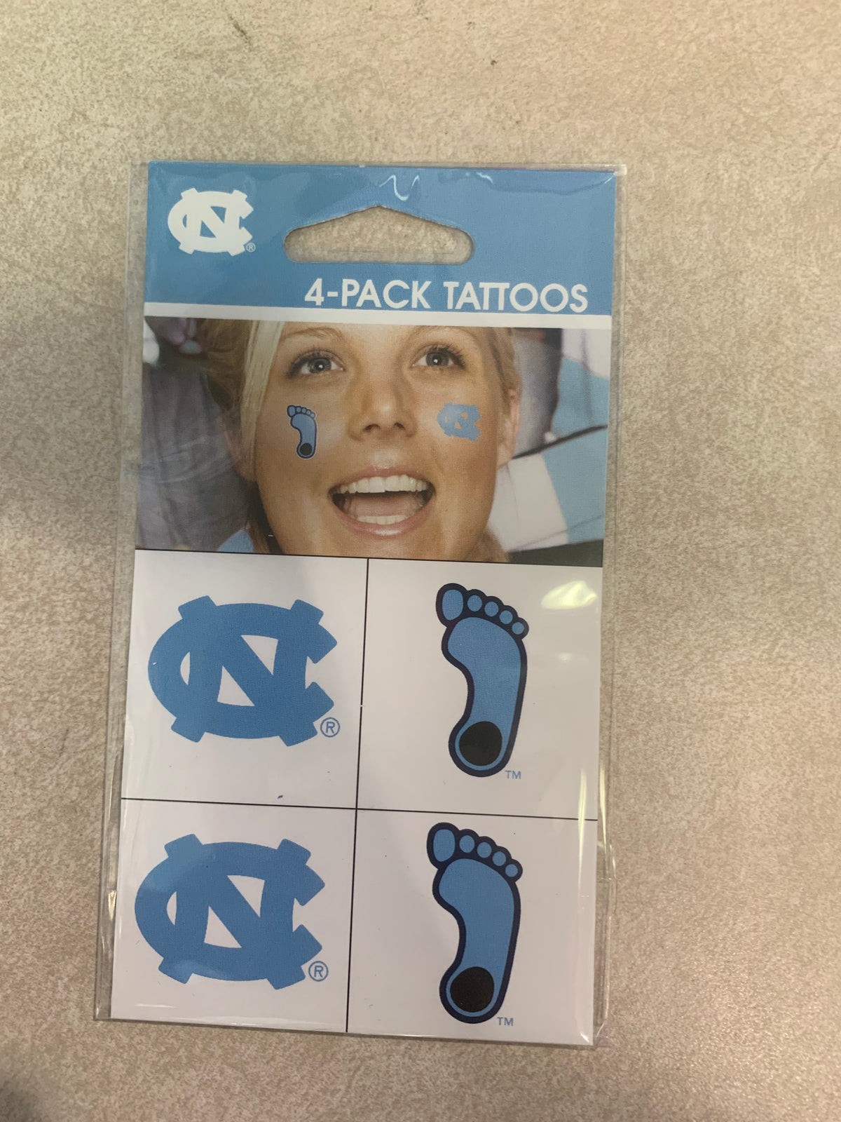 UNC Tar Heel Logo Temporary 4-Pack Tattoos