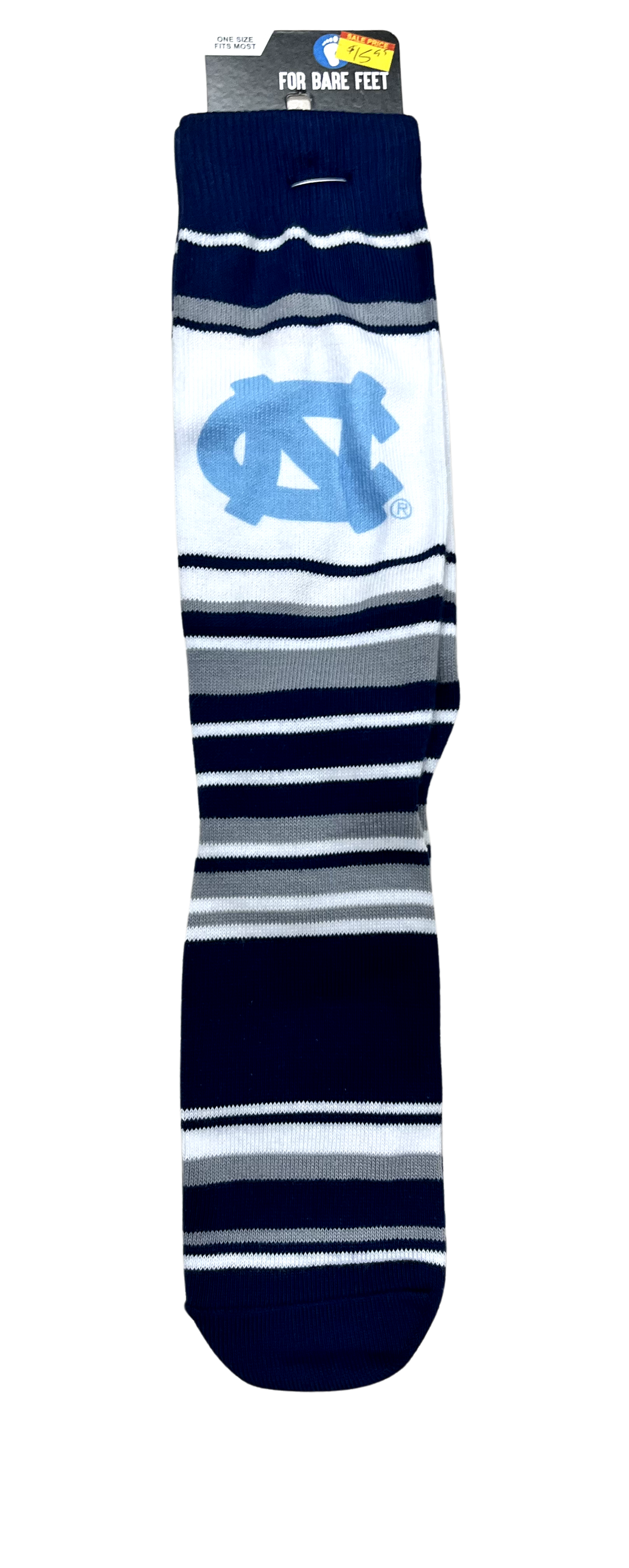 Gray and Navy Striped UNC Socks