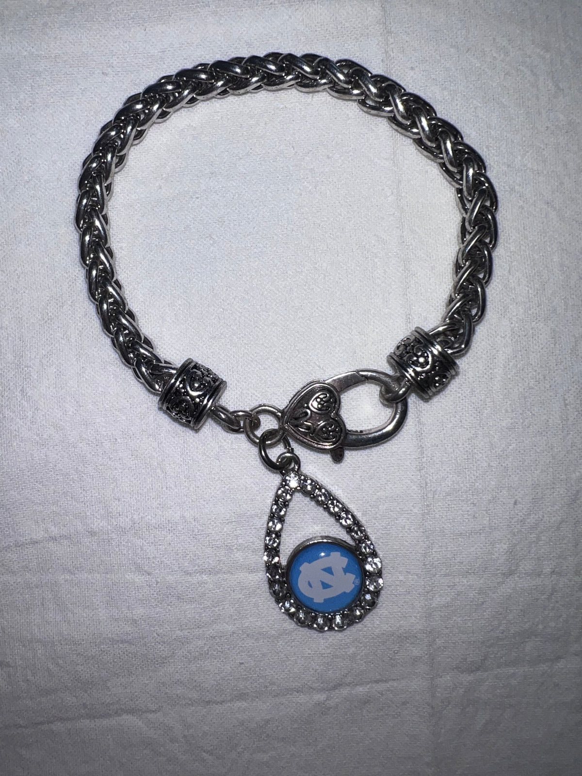 Chunky Oxidized Silver UNC Charm Bracelet