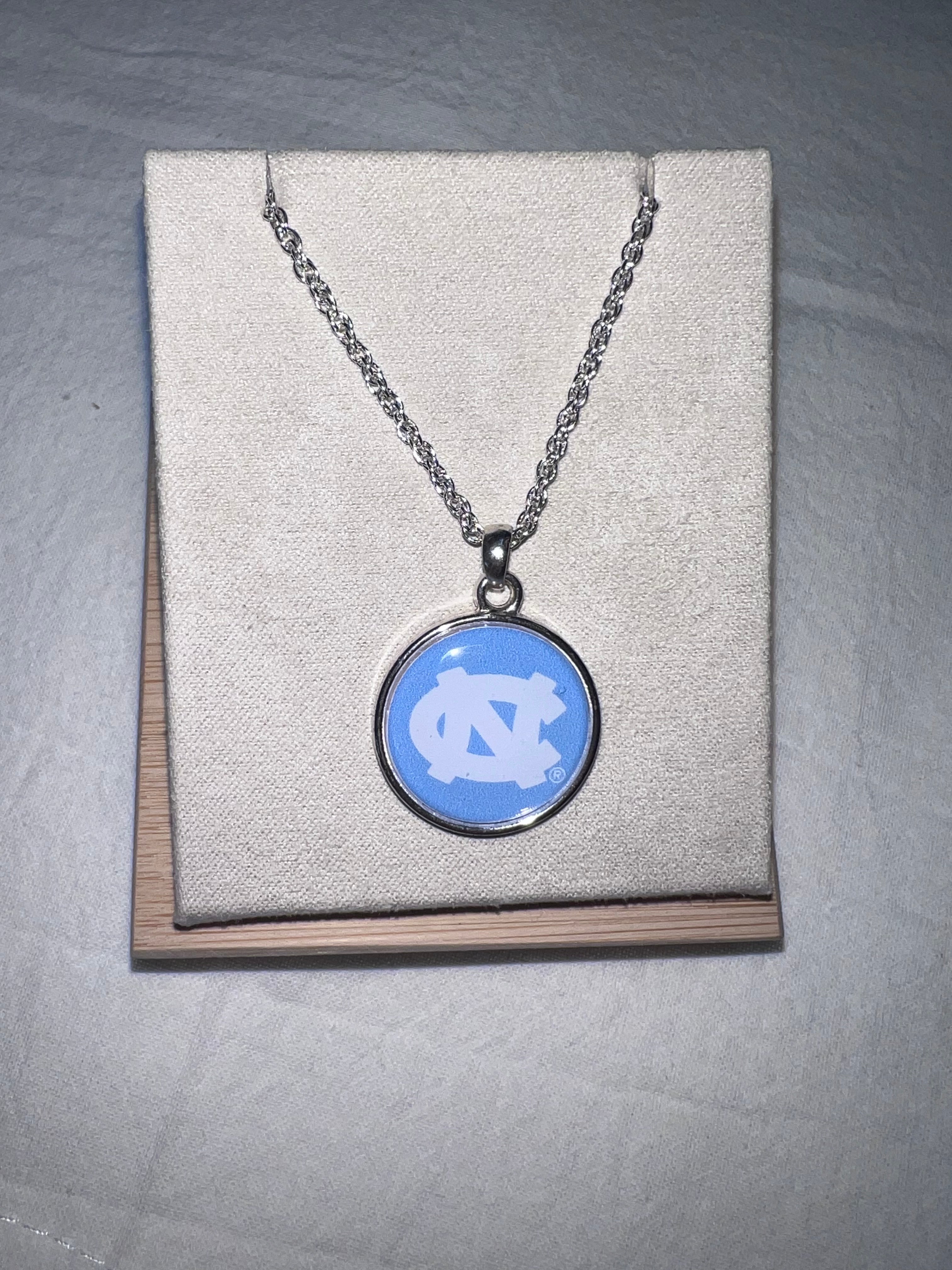 UNC Round Logo Silver Necklace