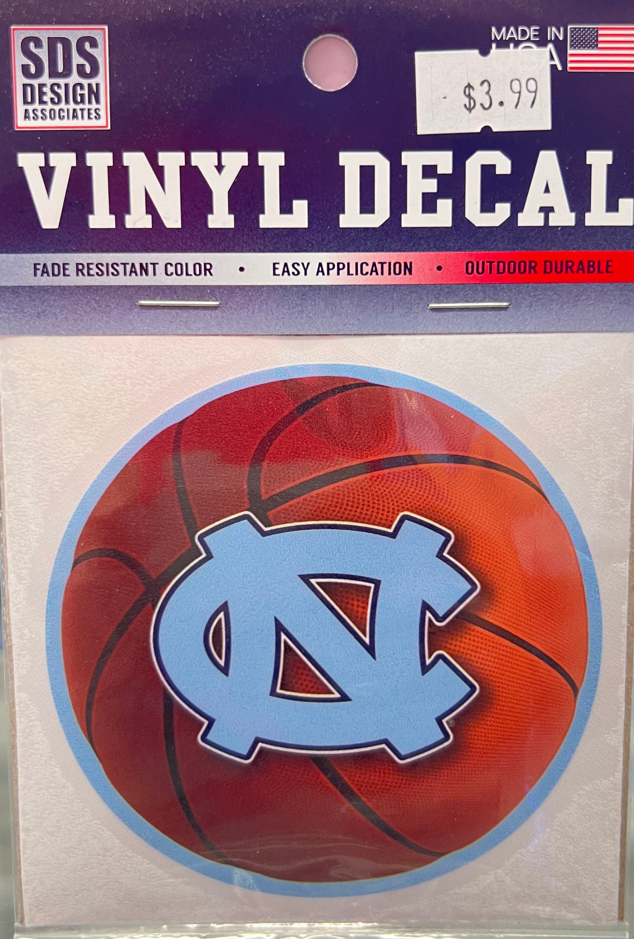 UNC Logo Basketball Vinyl Decal - 3 Inches