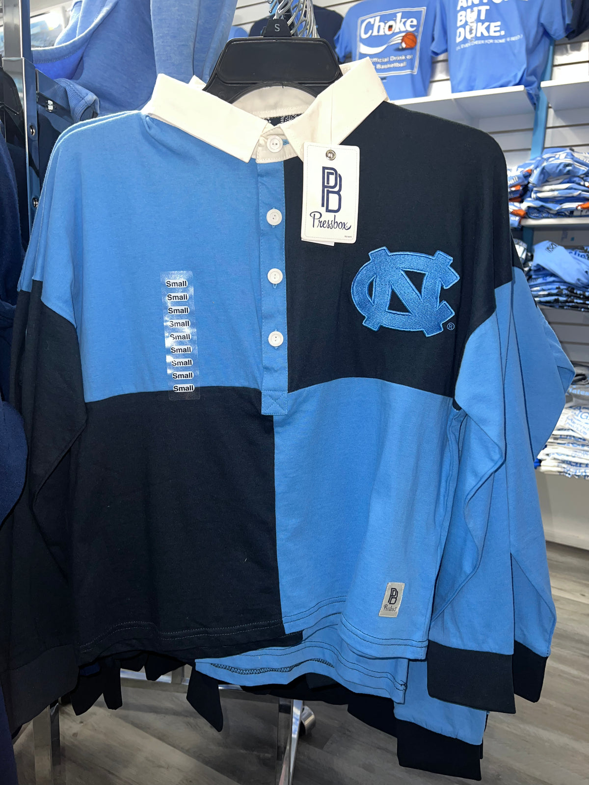 UNC Long-Sleeve Pieced Jersey Rugby With Twill Collar