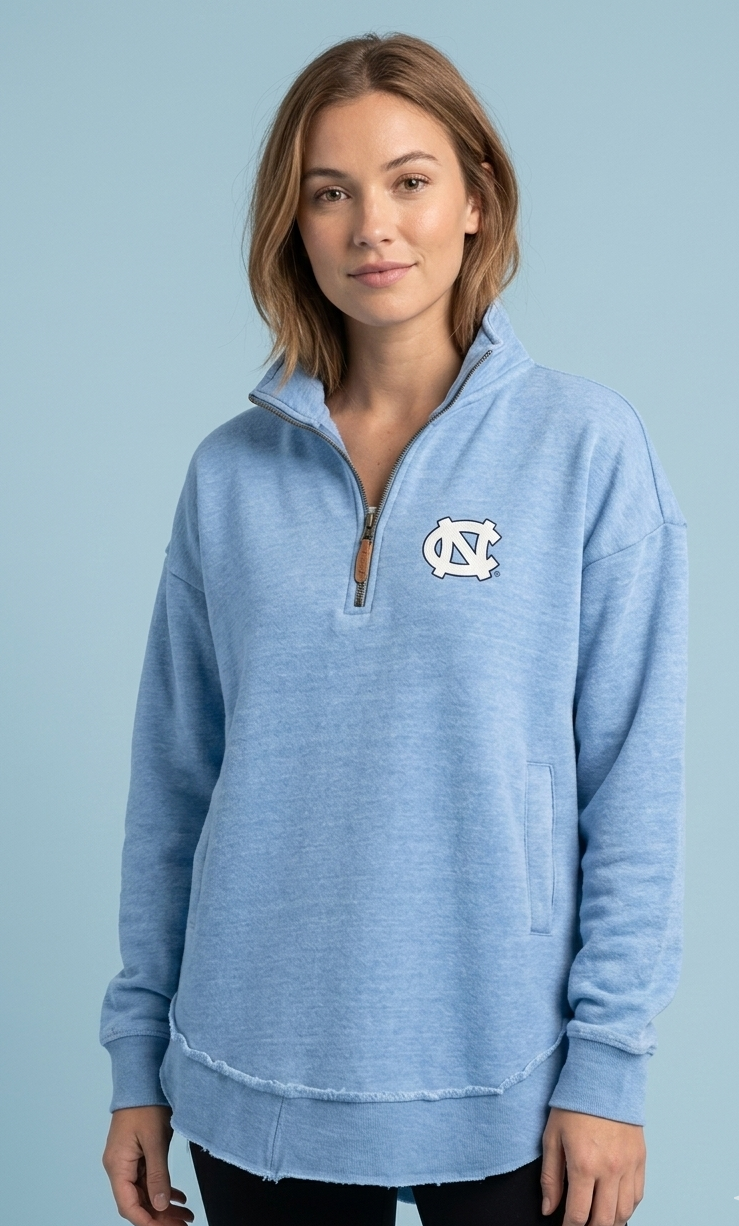 North Carolina "Northfork Sojourn" - Long-Sleeve 1/4 Zip Mock-Neck Vintage Fleece
