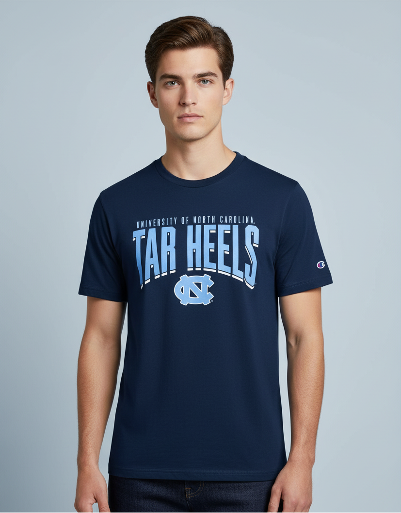Tar Heels Textured Letters Navy T-Shirt