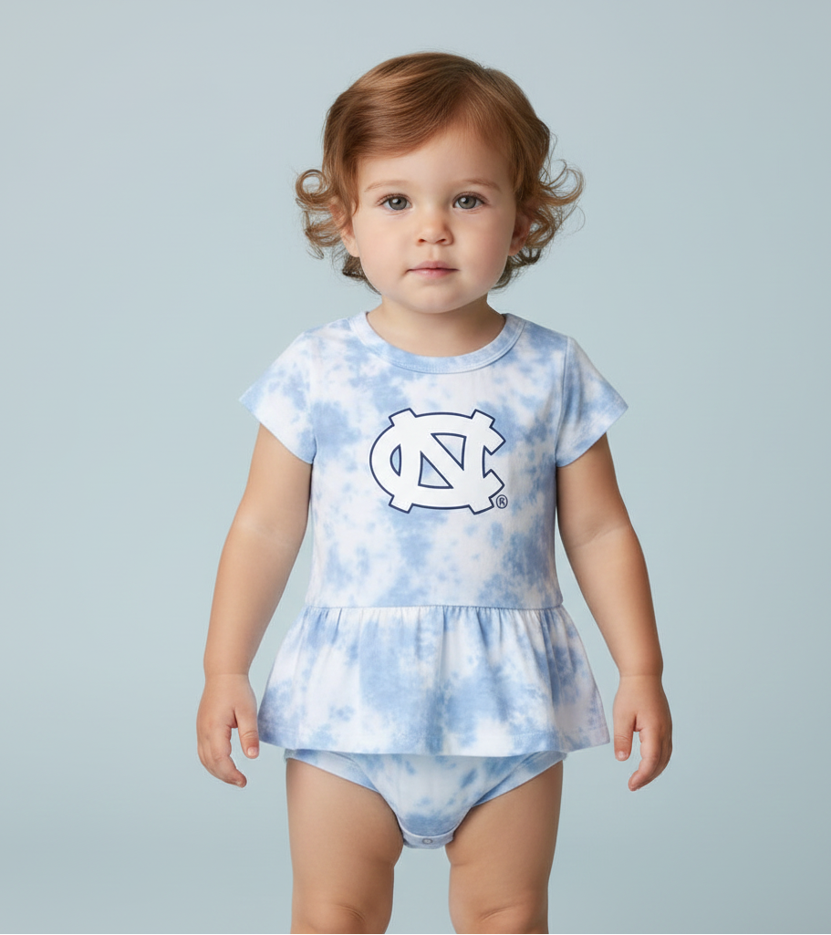 UNC Logo Tie-Dye Short Sleeve Hopper Onesie