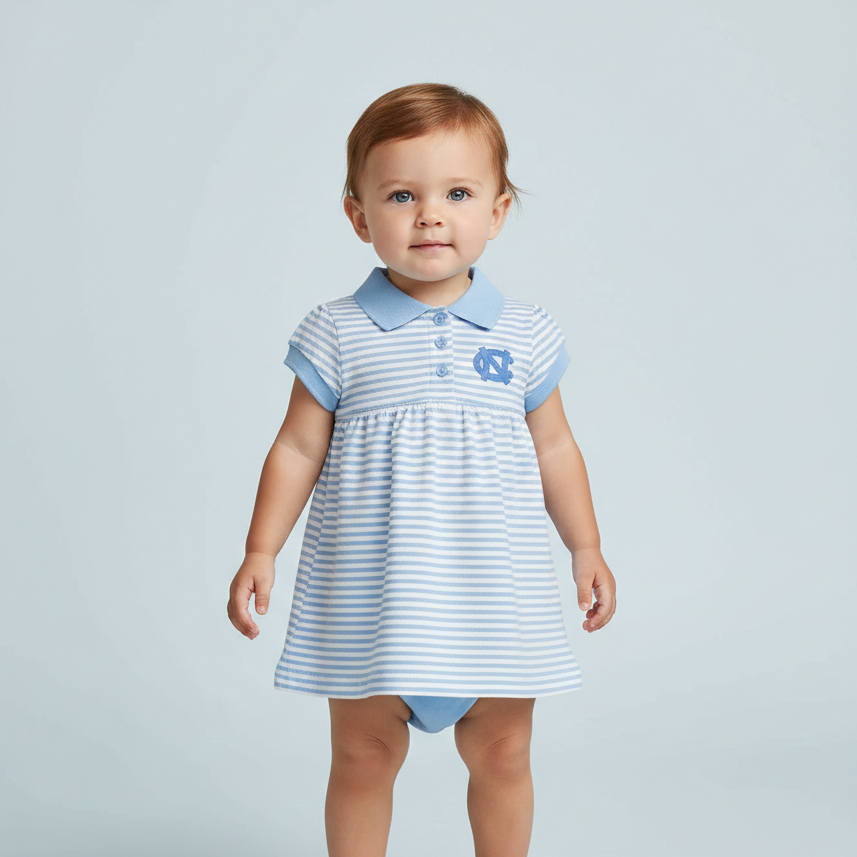 UNC Striped Gameday Dress with Bloomer - Kids