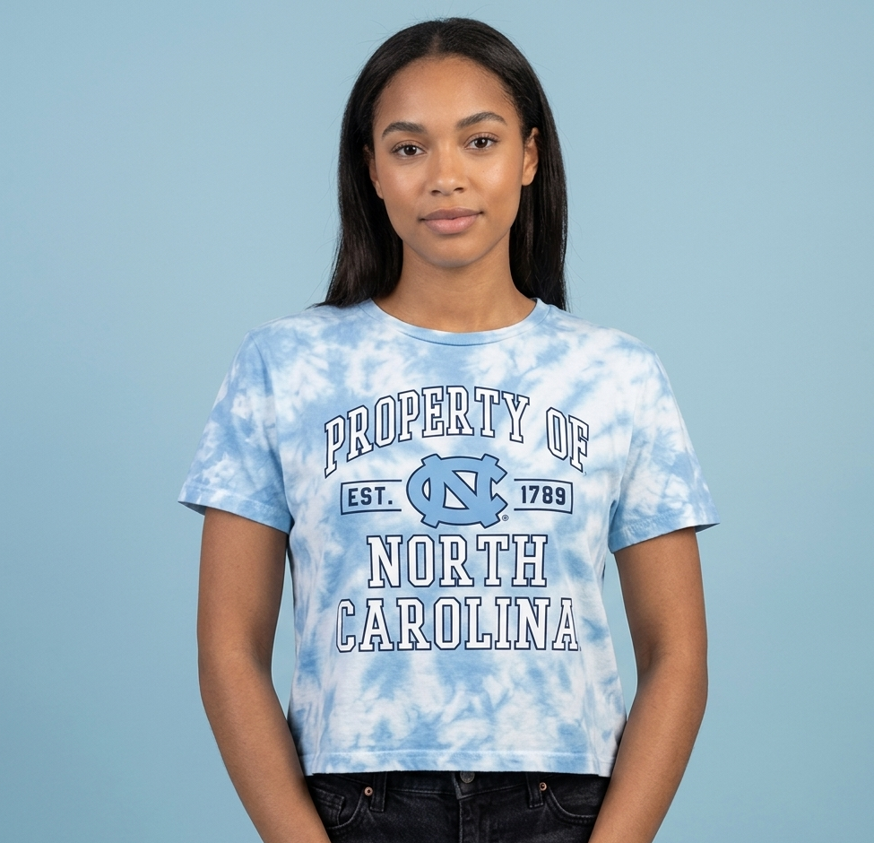 Women's Property of North Carolina Tie-dye Cropped T-shirt