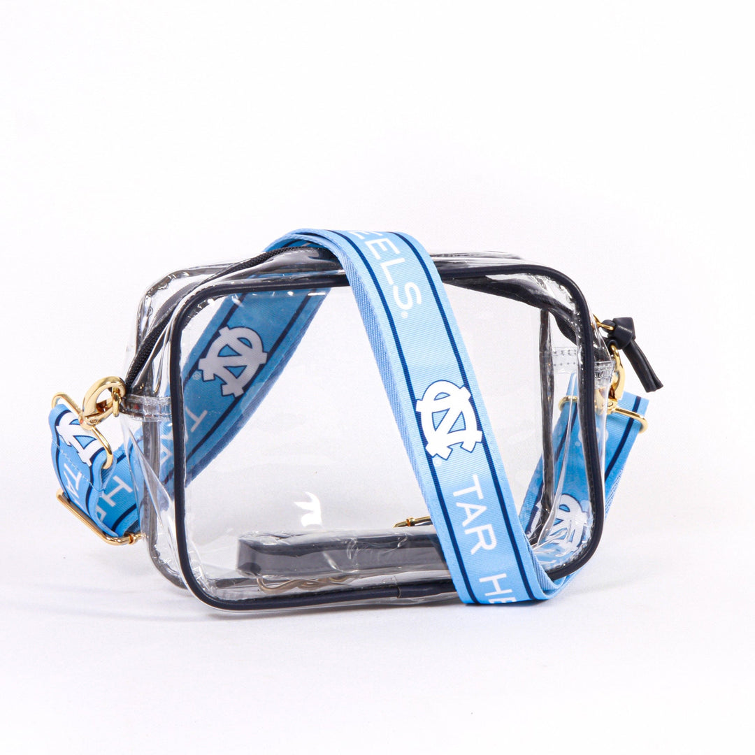 UNC Clear Purse with Patterned Shoulder Strap
