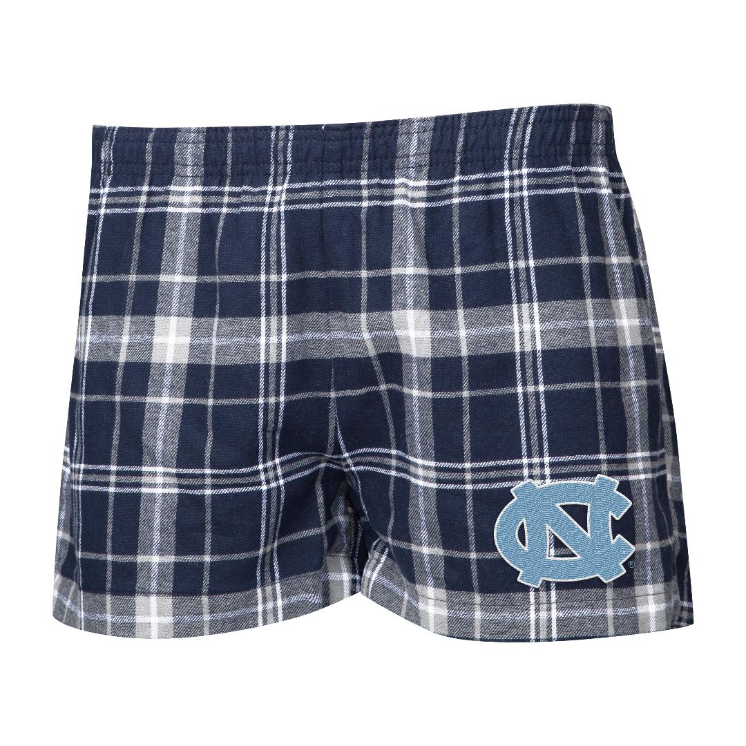 Ladies UNC Plaid Flannel Shorts