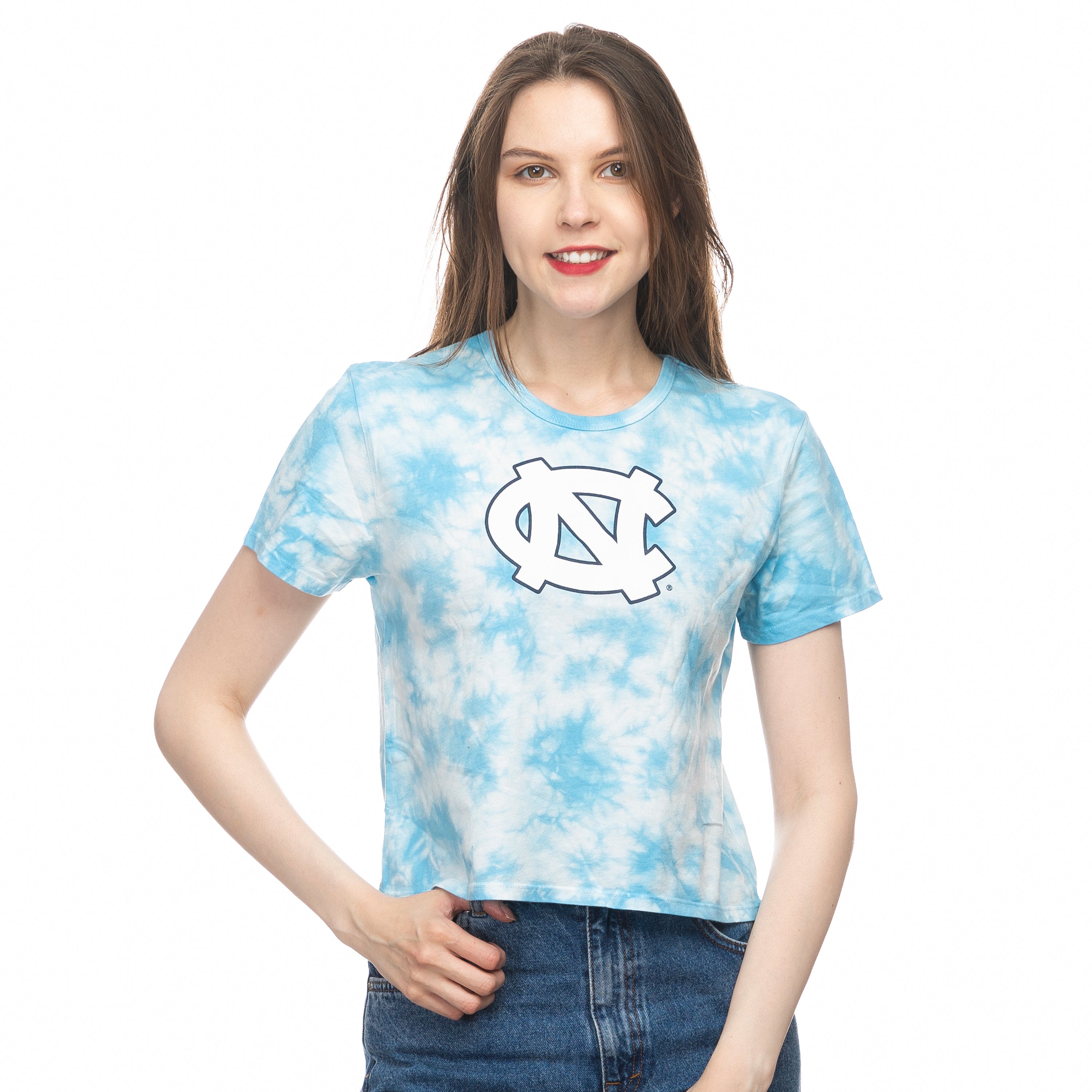 Women's UNC Logo Tie Dye Cropped T-shirt